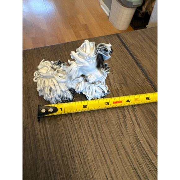 Rare Spaghetti Ceramic MCM Lhasa Apso Black White Porcelain Figurine Vintage EUC - Picture 5 of 6